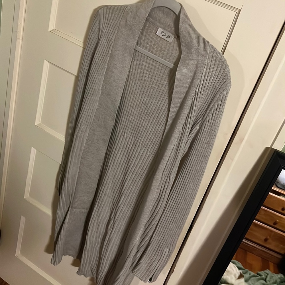 Small, petite, grey, dust cardigan sweater